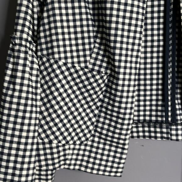 Laundry by Shelli Segal Navy Blue and White Gingham Open Blazer Size Medium - Picture 4 of 9